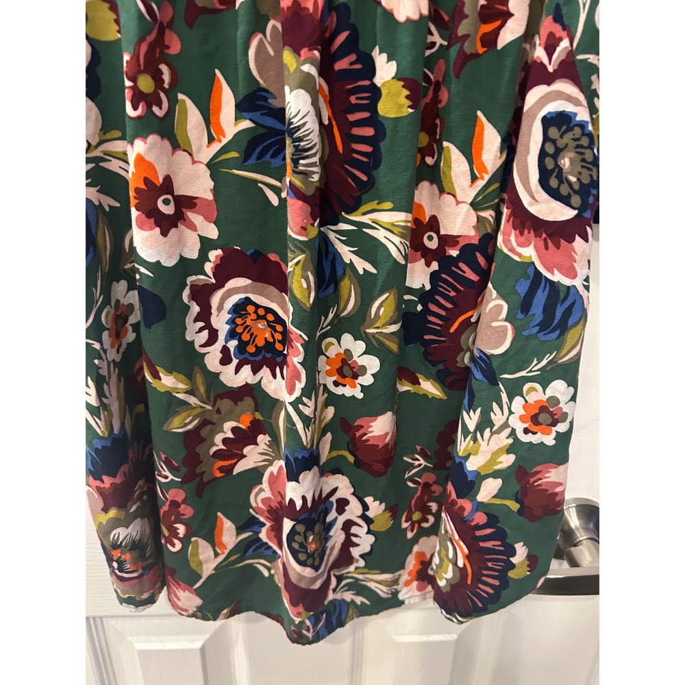 Style & Co Blouse Green Floral Embroidered Square Neck Puff Sleeve Boho Top - Picture 4 of 6